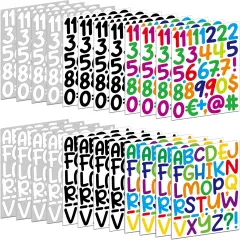 24 Sheets 2 Inch Vinyl Alphabet Stickers Self Adhesive ABC Number Stickers (24, Multicolor)