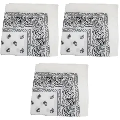 3 Pack Paisley Cotton Bandanas Classic Western Style Headwear
