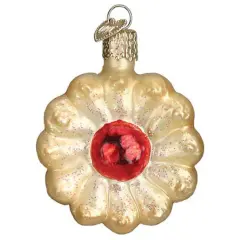 Old World Christmas 2.5 Inch Spritz Cookie Christmas Tree Ornament , Ornament Cherry Center Beige