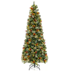 Pre-Lit Artificial Christmas Tree with PVC and Pine Needles