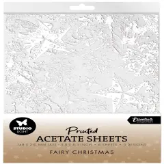 Studio Light Fairy Christmas Acetate Sheets 6/Pkg-Snow, Fairies & Stars