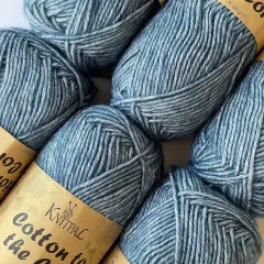 Cotton to The Core Cotton Yarn for Crocheting, 6 Skeins, 852Yds/300G, Free Patterns - Soft Baby Yarn for Knitting - 3 DK Light Worsted Weight - Jean Blue