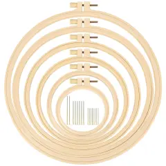 6 Pieces Embroidery Hoop 3.6 to 10.7 inches Plastic Cross Stitch Hoop with 16PCS Needles, Small Embroidery Hoops for Embroidery, Cross Stitch, Craft Sewing, and Decoration Ornaments