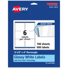 Avery Rectangle Labels with Sure Feed, 3-1/3" x 4"