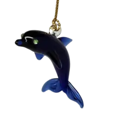 Solid Blown Glass Dolphin Ornament