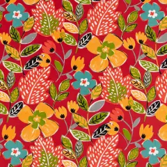 Poppy - Red & Burgundy Floral Upholstery Fabric 54 Inches"