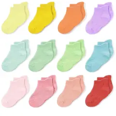 CozyWay Girl Ankle Socks - Comfy Cotton Socks for Girls Ages 3 Years and Up - No Show Soft & Breathable - Multi Color - 12 Pack Multicolor