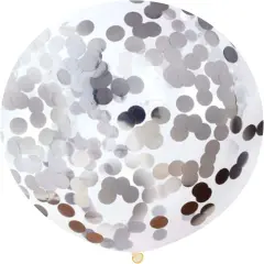 36 Inch Giant Confetti Balloons, Silver Latex Confetti Round Balloons for Birthdays Weddings Receptions Festival Party Decoration, Pack of 5