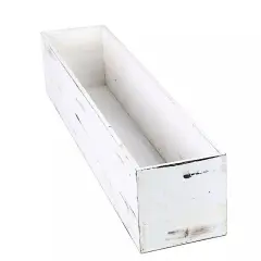 2 pcs 30x6-Inch White Wood Rustic Rectangular Boxes Planter Holders Centerpieces