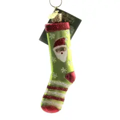 Old World Christmas 4.75 In Christmas Sock Tree Ornament , Ornament Santa Snowflake Green