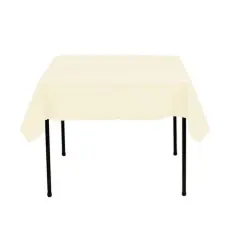 1 Yard Ivory Square Tablecloth Washable Polyester for Square or Round Tables 60 x 60 Inch Width