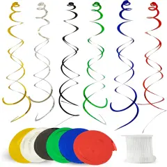 30 Pieces Hanging Swirl Party Decorations Foil Decorations Ceiling Swirl Spiral Hanging Plastic Streamer for Ceiling Birthday Graduation Wedding Celebration Baby Shower Party Supply
