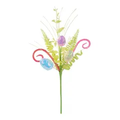 18" Iridescent Egg, Fern, Leaf, Coil, Grass Pick