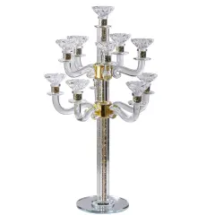 Crystal Candelabra with Mirrored Base 11 Arms Gold Silver
