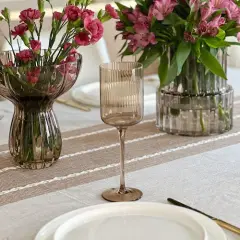 Amber Ribbed Wine Stem Glasses 6pk