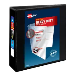 Avery Heavy-Duty View Binder, 3" One Touch Slant Rings, 635-Sheet Capacity, DuraHinge, Black, 1 Binder (79100)
