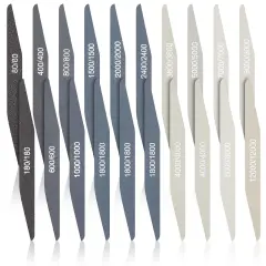 Honoson 20 Pcs Sanding Sticks for Plastic Models Polishing Sticks Assorted Metal and Wood Sanding Tools Accessory for Model Craft Amateur Beginner (Low Grits and High Grits,Double Angle Shape)