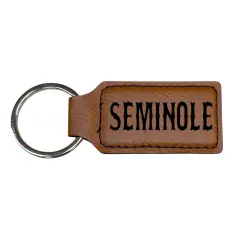 Keychain - Rectangle - Seminole - Leather Rawhide/Black