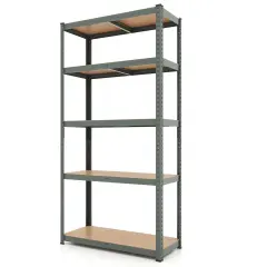 5-Tier Tall Freestanding Heavy Duty Metal Utility Rack with 5 Adjustable Shelves Suitable for Kitchens or Garage Gray