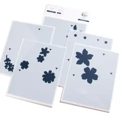 Pinkfresh Studio Stencils 5/Pkg-Fresh Florals
