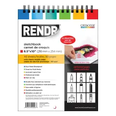 Rendr No Show Thru Wire Bound Perforated Sketchbook -8.5"x10", 40 Sheets