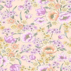 1 Yard 100% Polyester CEY Floral/Fower Print Fabric, 58/59&Prime; Wide BLUSH