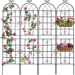 4-Pack Rustproof Metal Garden Trellis Plant Support