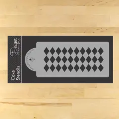 Small Harlequin Cake Stencil Side | C557 by Designer Stencils | Cake Decorating Tools | Baking Stencils for Royal Icing, Airbrush, Dusting Powder | Reusable Plastic Food Grade Stencil for Cakes | Easy to Use & Clean Cake Stencil