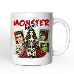 Monster Lover Halloween Mug, Horror Characters Retro Gift for Women