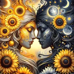 Diamond Art Kits for Adults - Sunflower Sun Moon Diamond Painting Kits DIY 5D Full Drill Diamond Dots Paintings with Diamonds Gem Art and Crafts for Home Decor 12x12 Inch