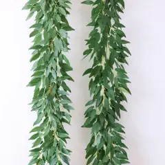 2 Strands Artificial Vines Willows Garland 81" Fake Vine with Silk Green Leaves Faux Hanging Plants Greenery Decoration for Wedding Arch Bedroom Wall Party Apartment Room Decor (Willows)