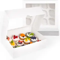 12PCS Cupcake Containers with Window, White Cupcake Holder with Insert Pastry Box 12 Count Holding 145 Cupcakes for Birthday Holiday Party Bakery Supplies
