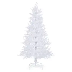 Costway 6 FT Pre-Lit Christmas Tree Snow Flocked Hinged 11 Lighting Modes with 300 Lights