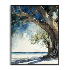 Stupell Industries Looming Tree on Coast Framed Giclee Wall Art Design by Svetlana Aleynikova