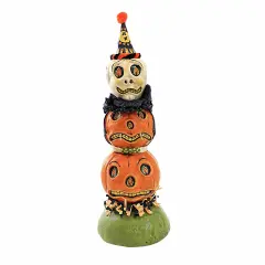 Charles Mcclenning 11.5 Inch Halloween Totem Halloween Figurine , Lightweight Halloween Decor Skull Crepe Paper Orange