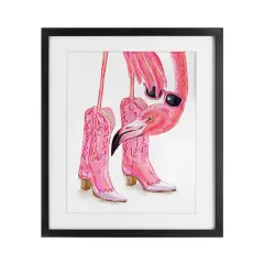Stupell Industries Glam Cowgirl Flamingo Framed Print Under Glass, design by Ziwei Li