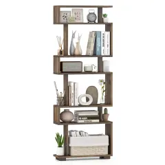 Costway 1/2 PCS Bookcase 6-Tier Bookshelf with Anti-Tipping Kit Freestanding Display Shelf Black/White