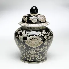 AA Importing 59757 18 Inch Black & Cream Ginger Jar