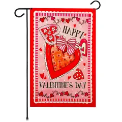 G128 Happy Valentine&rsquo;s Day Heart Cookie Garden Flag 12x18 In Double Sided Valentine's Day Yard Garden Lawn Decoration