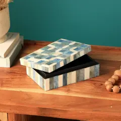 Decorative Storage Box with Bone Material - 6" X 4" X 2"