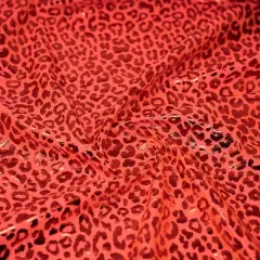 Loud Leo Foil Printed Spandex Fabric Burnt Orange/Red