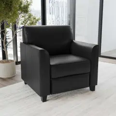 Emma and Oliver Faux Leather Chair with Clean Line Stitched Frame Black