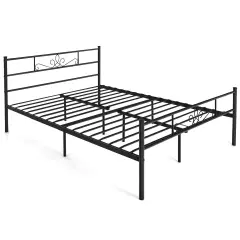 Queen Size Metal Bed Frame with Headboard and Footboard