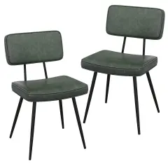 Set of 2 Dining Chairs with Padded Backrest and Seat Comfortable and Stylish Seating Dark Green