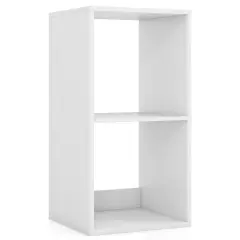 White Engineered Wood Open Back Cube Bookcase with Storage Shelves