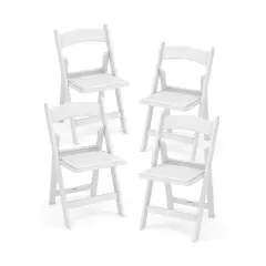 4 Pack Resin Folding Chairs with Padded Seat-White