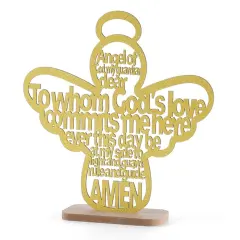 12pcs Wooden Centerpiece Cross Guardian Angel Baby Wings Gold