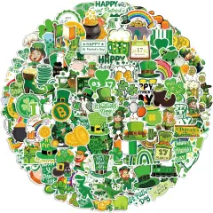 105 PCS St Patricks Day Stickers, Vinyl Waterproof Shamrock Stickers Irish Day Decals