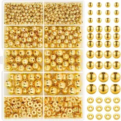 1250 Pieces Gold Spacer Beads for Jewelry Making, Gold Round Beads and Gold Flat Clay Beads for Bracelets Making, Small Gold Filled Beads for Jewelry Making
