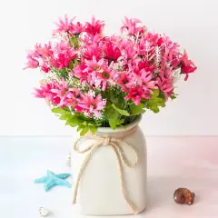 4pcs 18 Heads Artificial Daisy Flower Branch Home Wedding Party Decoration Fuchsia